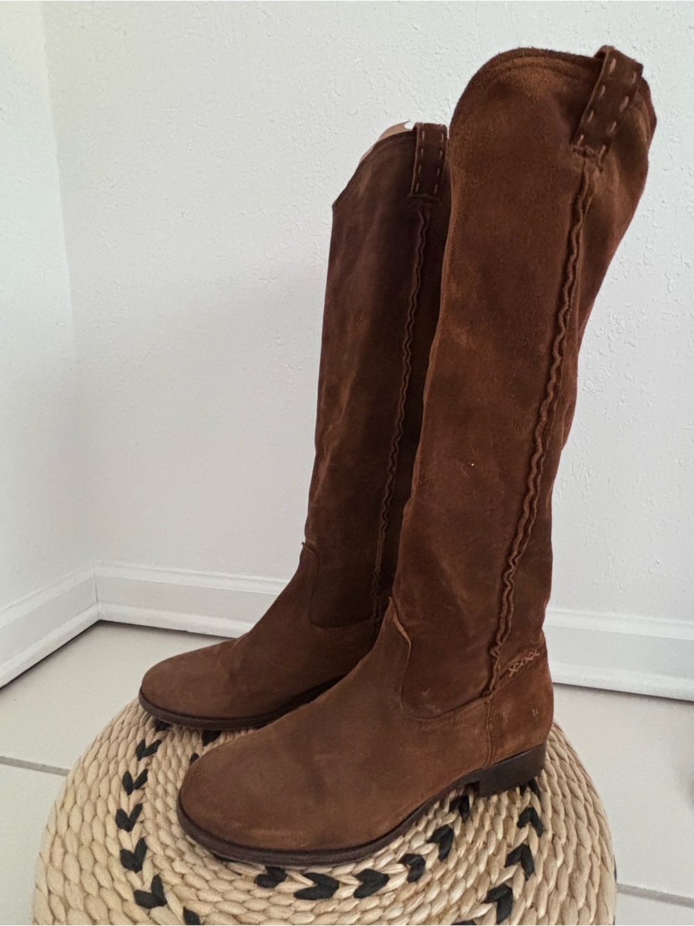 Frye Cognac Suede Slouch Boots - Size 8